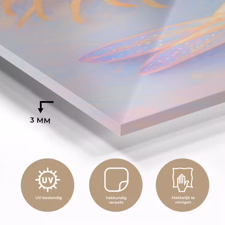 Glas schilderij - Garnaal - Subtiele structuur - Blauw - Roze — 3