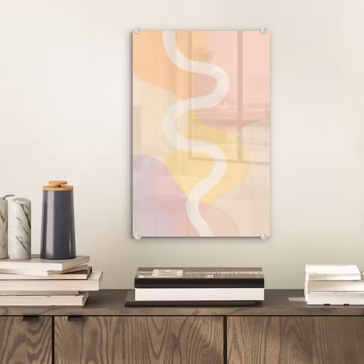 Glas schilderij - Golvende vormen - Abstract - pastel — 2
