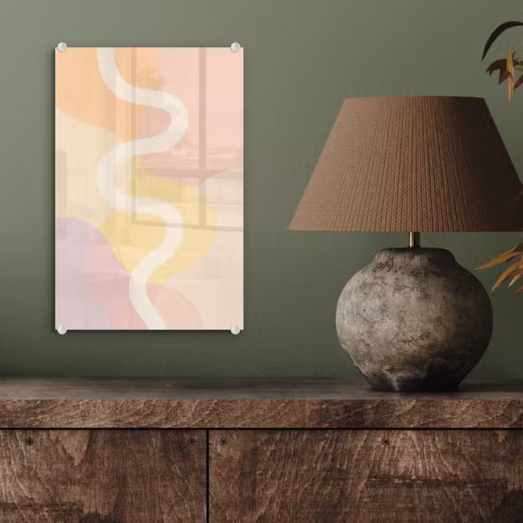 Glas schilderij - Golvende vormen - Abstract - pastel — 4