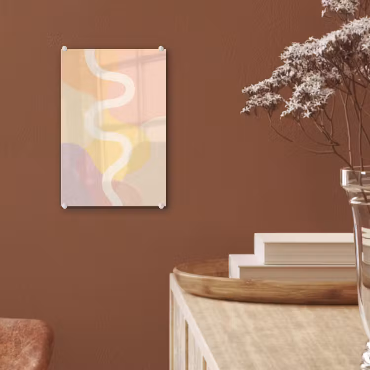 Glas schilderij - Golvende vormen - Abstract - pastel — 6