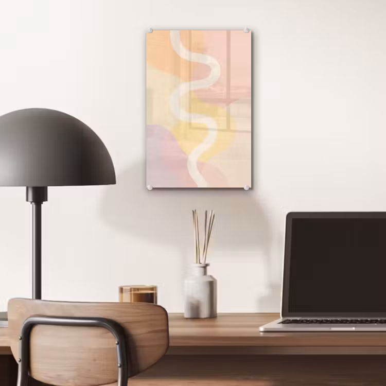 Glas schilderij - Golvende vormen - Abstract - pastel — 7