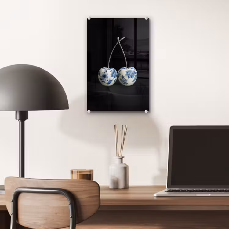 Glas schilderij - Kersen - Delfts blauw - Fruit — 7