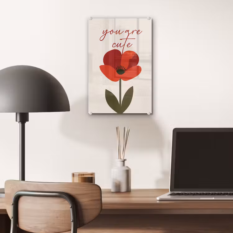 Glas schilderij - Klaproos - Bloem - Rood - Valentijn — 7