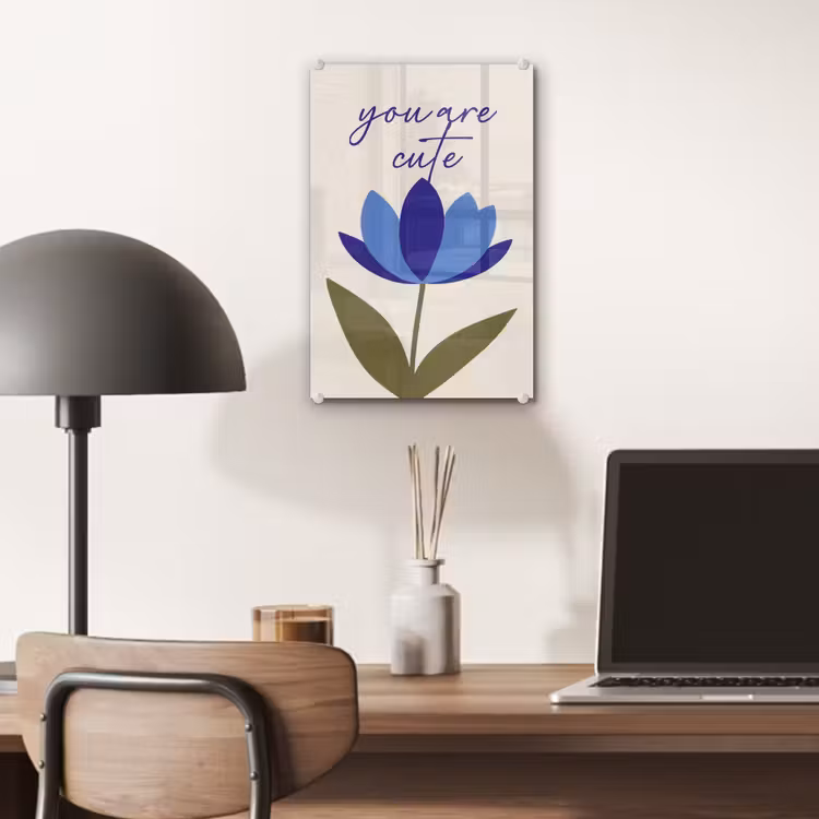 Glas schilderij - Korenbloem - Valentijn - Bloem - Blauw — 7