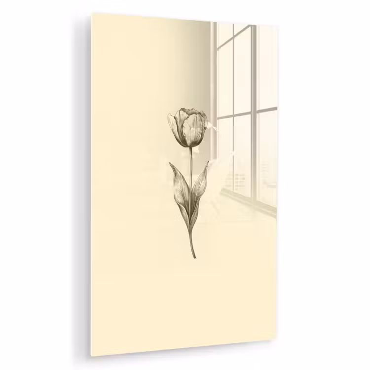 Glas schilderij - Illustratie - Tulp - Zwart — 1