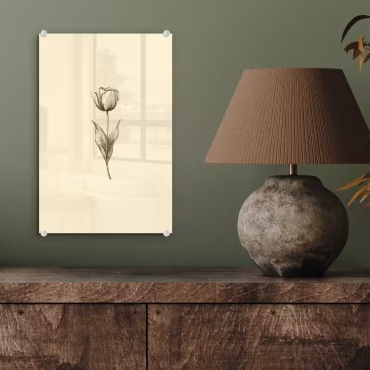 Glas schilderij - Illustratie - Tulp - Zwart — 4