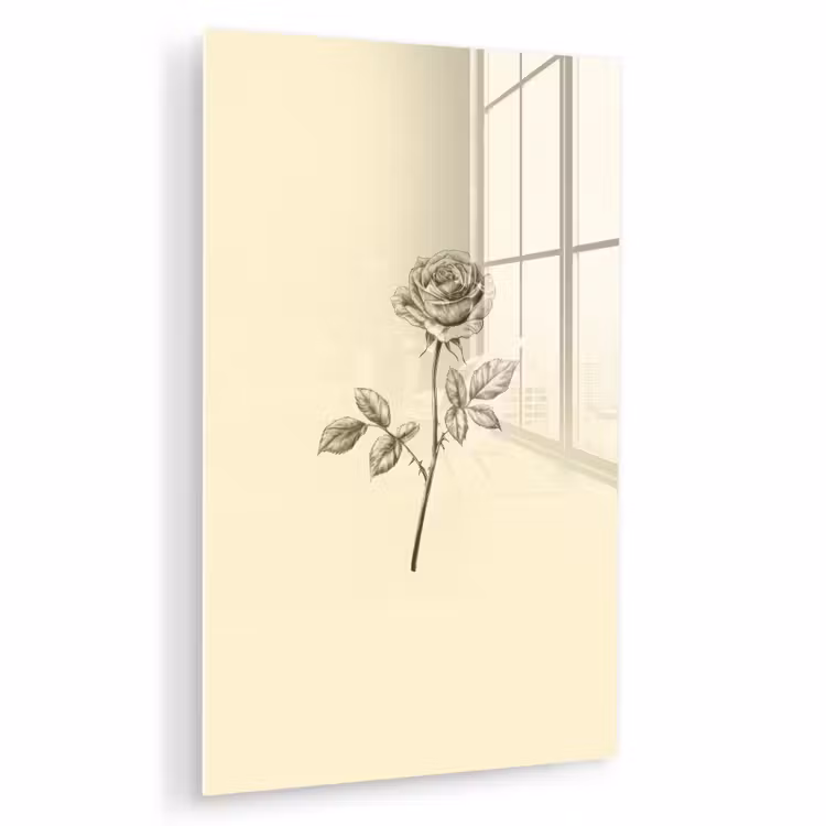 Glas schilderij - Illustratie - Zwart - Roos — 1
