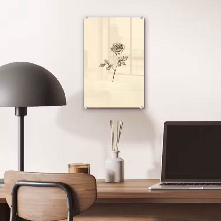Glas schilderij - Illustratie - Zwart - Roos — 7