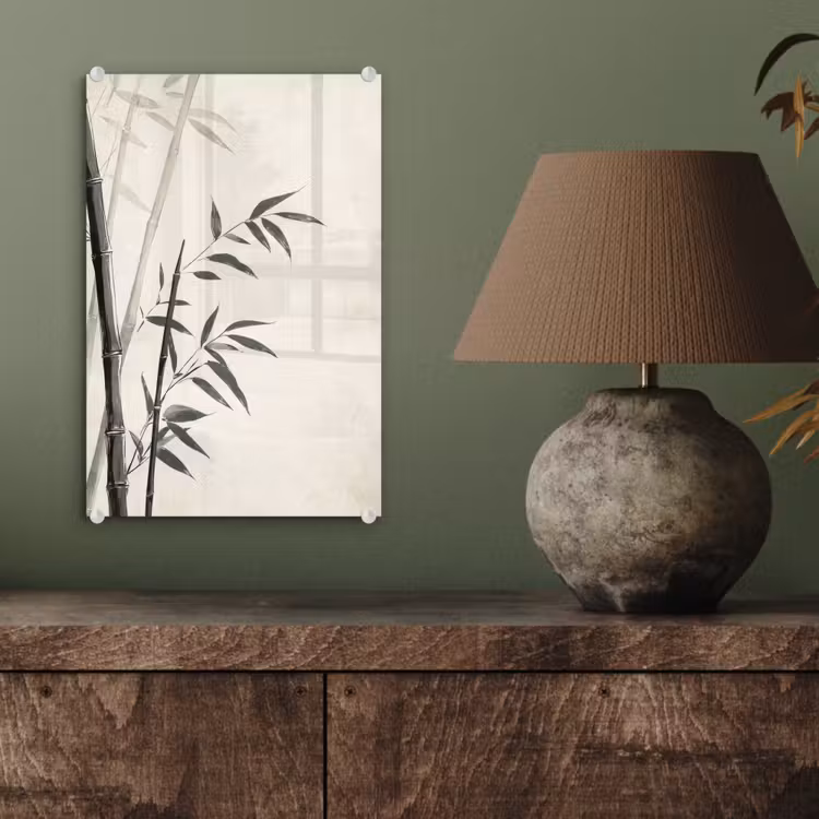 Glas schilderij - Japandi - Bamboe - Beige — 4