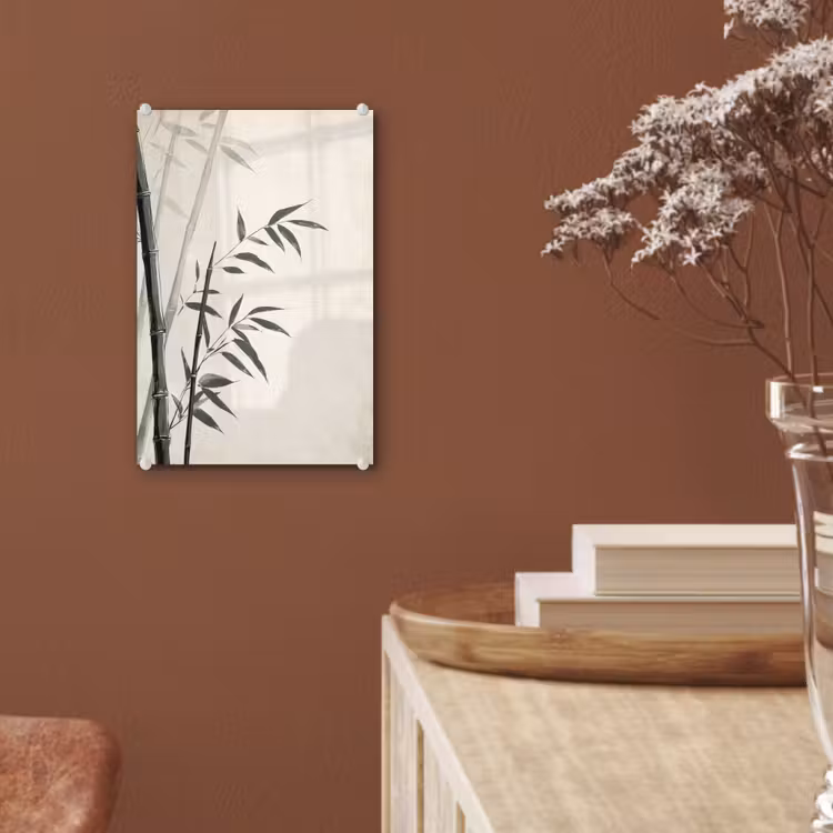 Glas schilderij - Japandi - Bamboe - Beige — 6