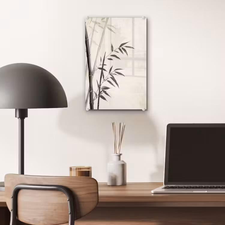 Glas schilderij - Japandi - Bamboe - Beige — 7