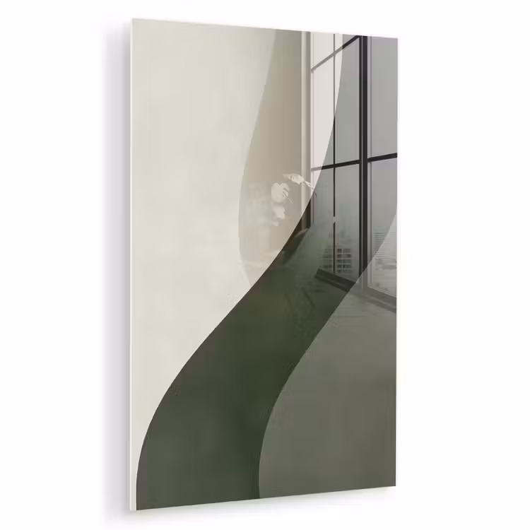 Glas schilderij - Japandi - Groen - Abstract - Modern — 1