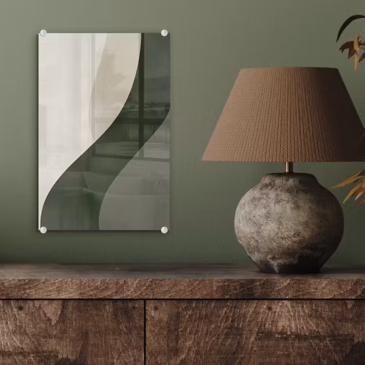 Glas schilderij - Japandi - Groen - Abstract - Modern — 4