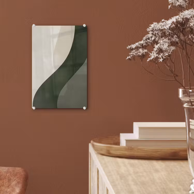 Glas schilderij - Japandi - Groen - Abstract - Modern — 6