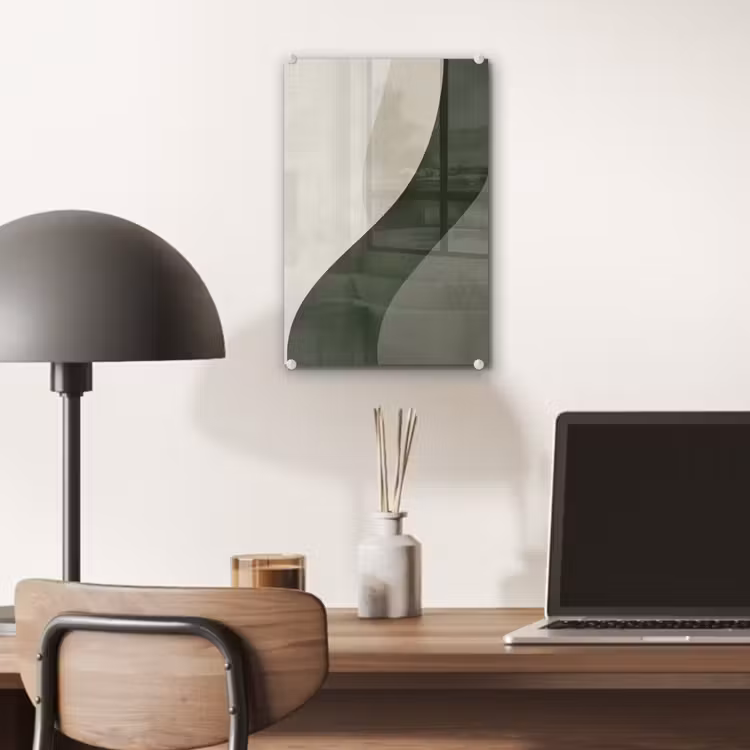 Glas schilderij - Japandi - Groen - Abstract - Modern — 7