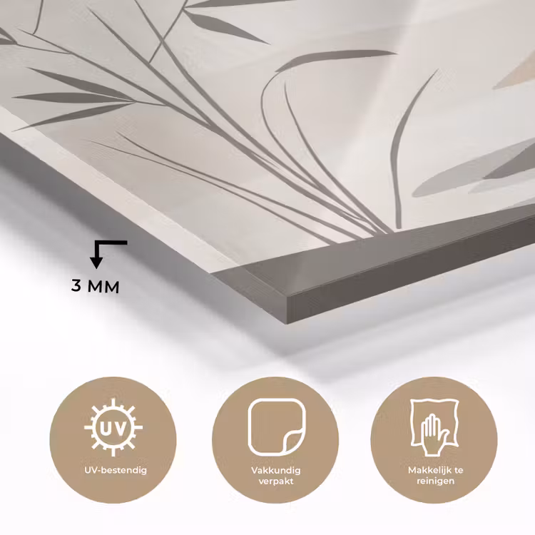 Glas schilderij - Japandi - Landschap - Beige — 3