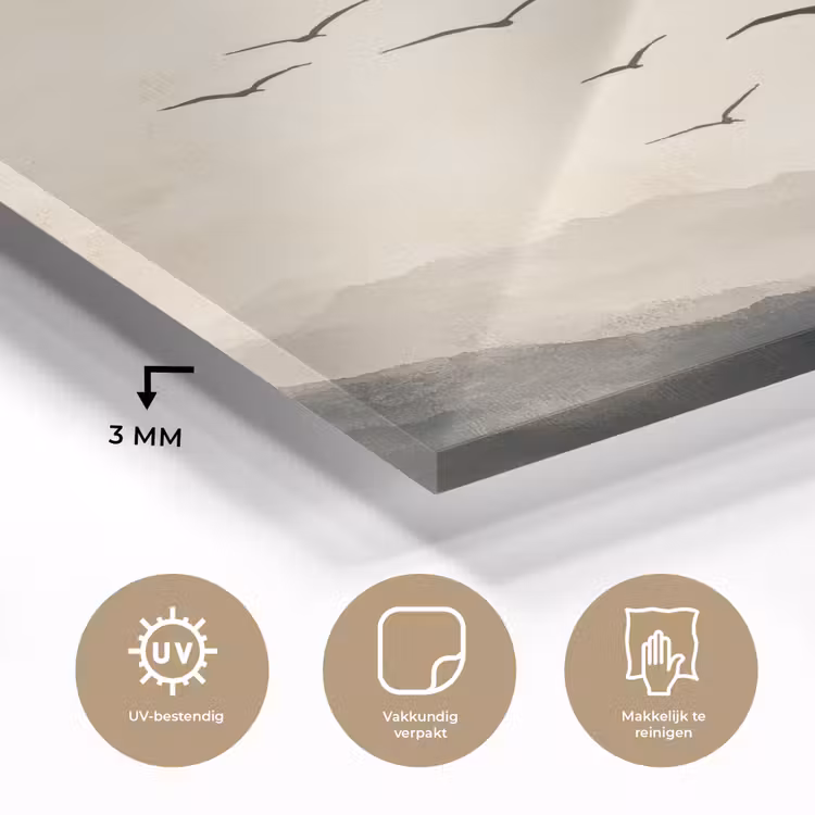 Glas schilderij - Landschap - Japandi - vogel — 3