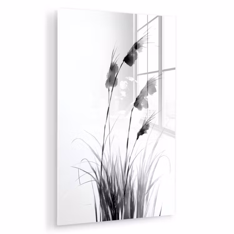 Glas schilderij - Minimalistisch - Stelen - Wit — 1