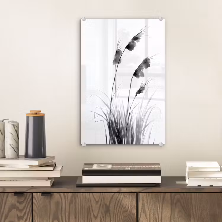 Glas schilderij - Minimalistisch - Stelen - Wit — 2