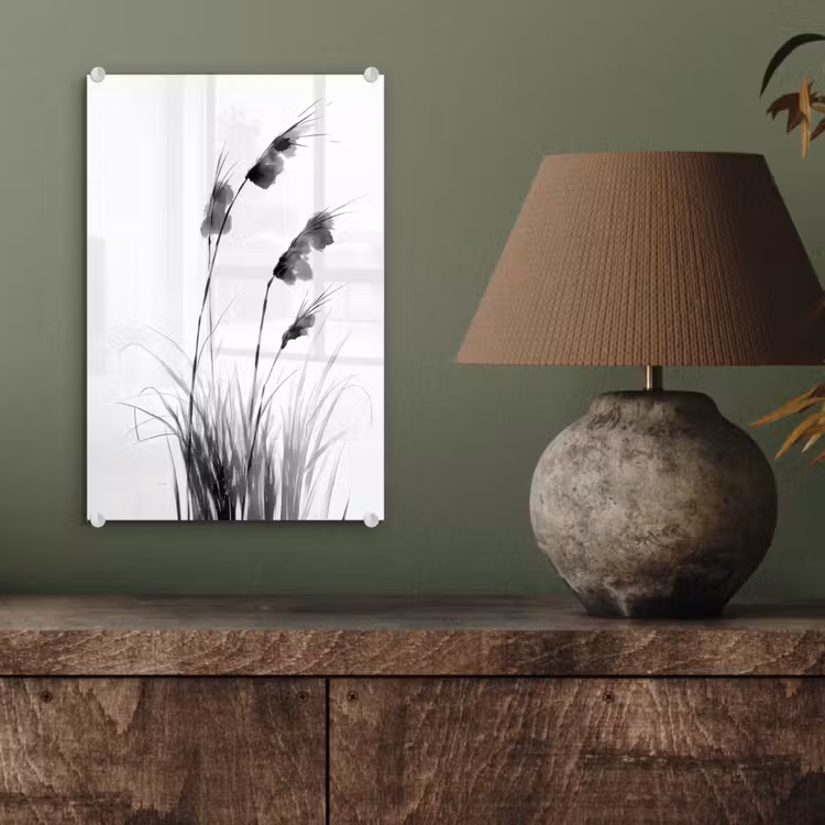 Glas schilderij - Minimalistisch - Stelen - Wit — 4