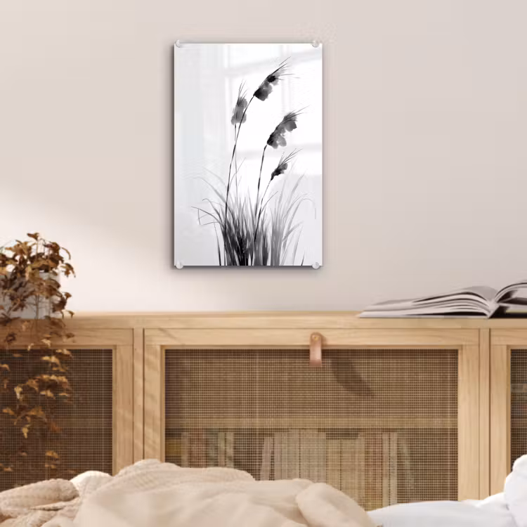 Glas schilderij - Minimalistisch - Stelen - Wit — 5