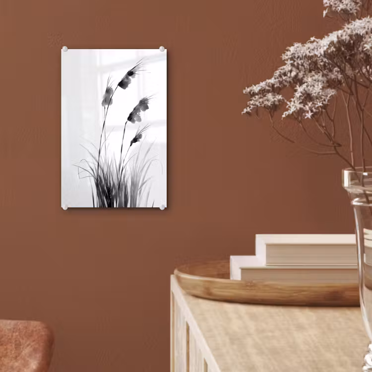 Glas schilderij - Minimalistisch - Stelen - Wit — 6