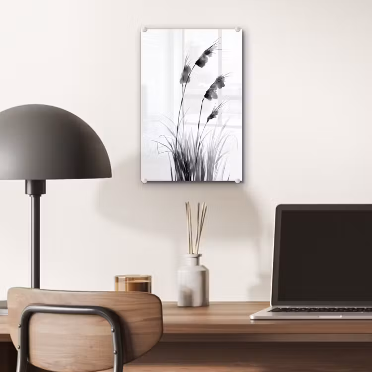 Glas schilderij - Minimalistisch - Stelen - Wit — 7