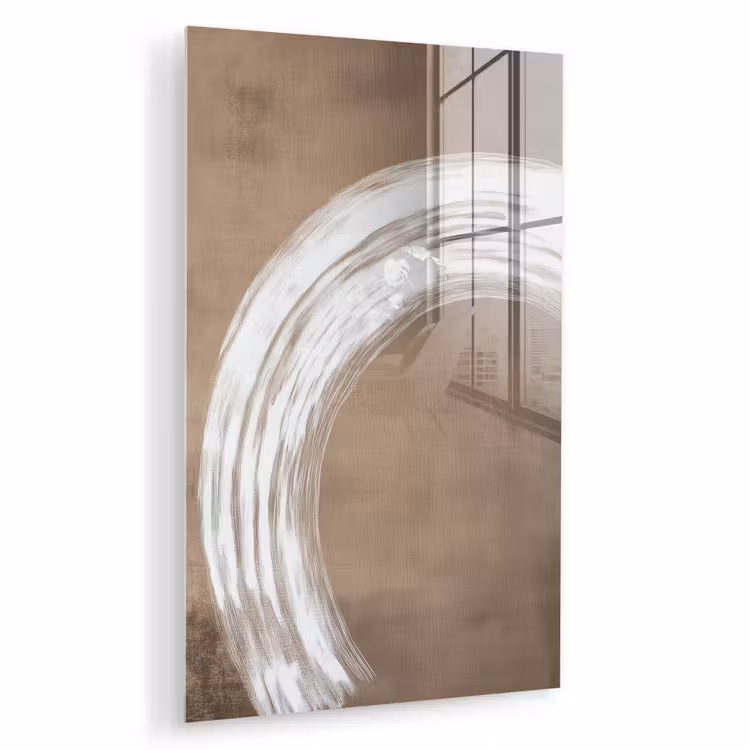 Glas schilderij - Verf - Bruin - Japandi — 1