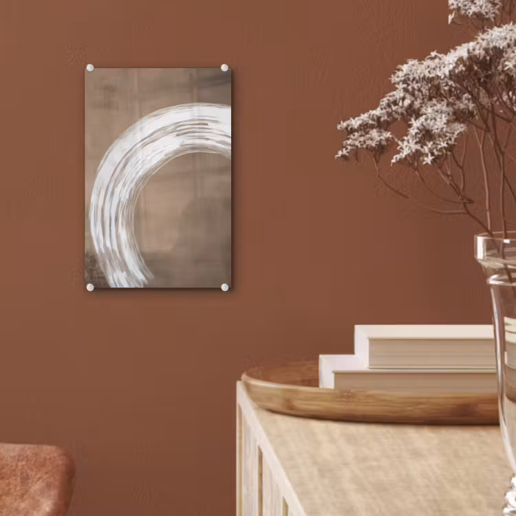 Glas schilderij - Verf - Bruin - Japandi — 6