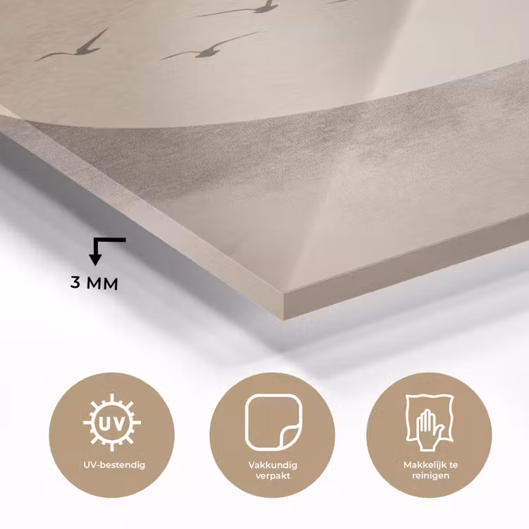 Glas schilderij - Vogel - Beige - Japandi — 3
