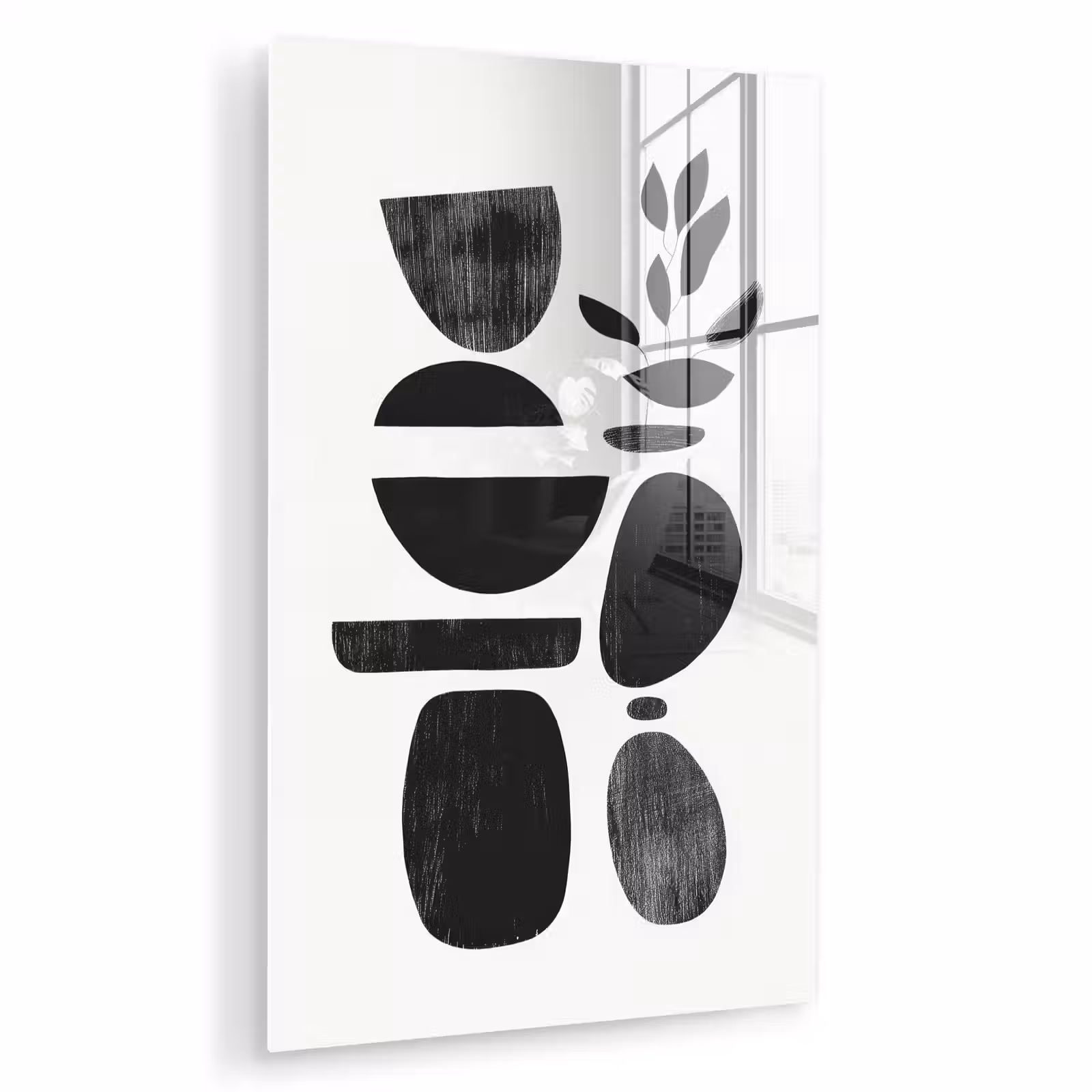 Glas schilderij - Japandi - Zwart - Abstract — 1