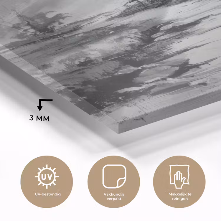Glas schilderij - Hut - Grijs - Bergen - Mistig — 3