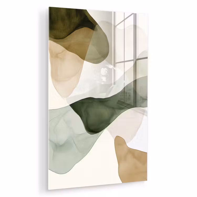 Glas schilderij - Japandi - Abstract - Groen — 1