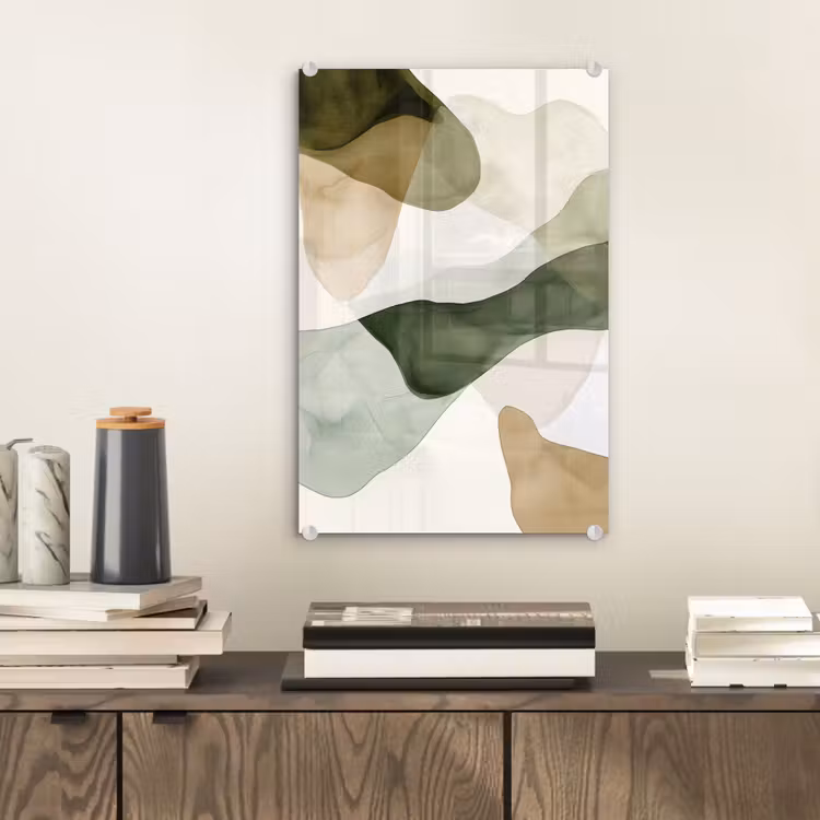 Glas schilderij - Japandi - Abstract - Groen — 2