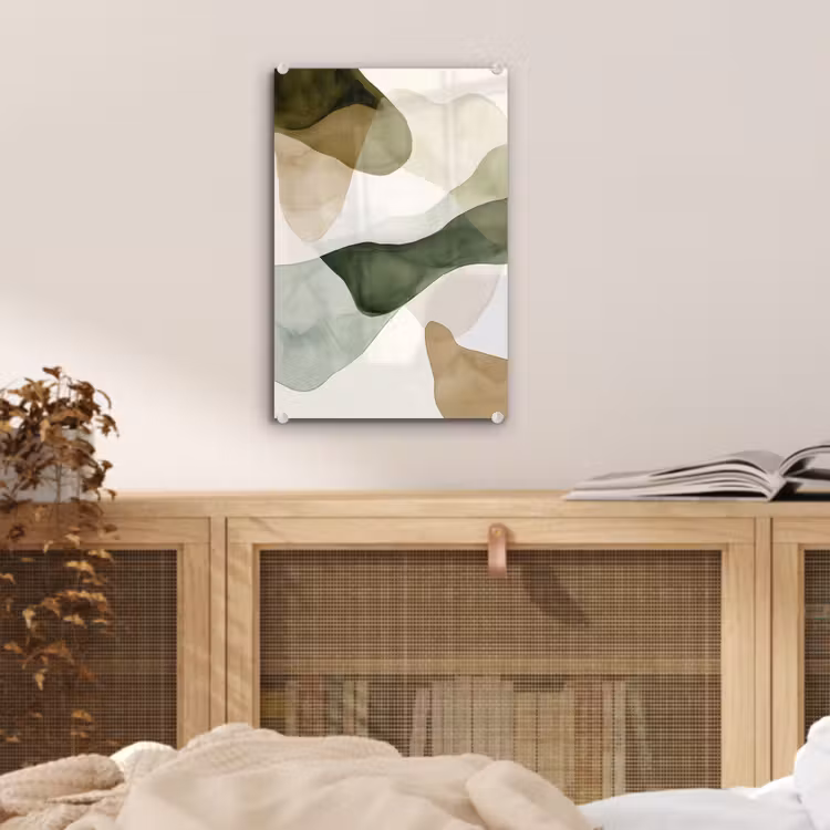 Glas schilderij - Japandi - Abstract - Groen — 5