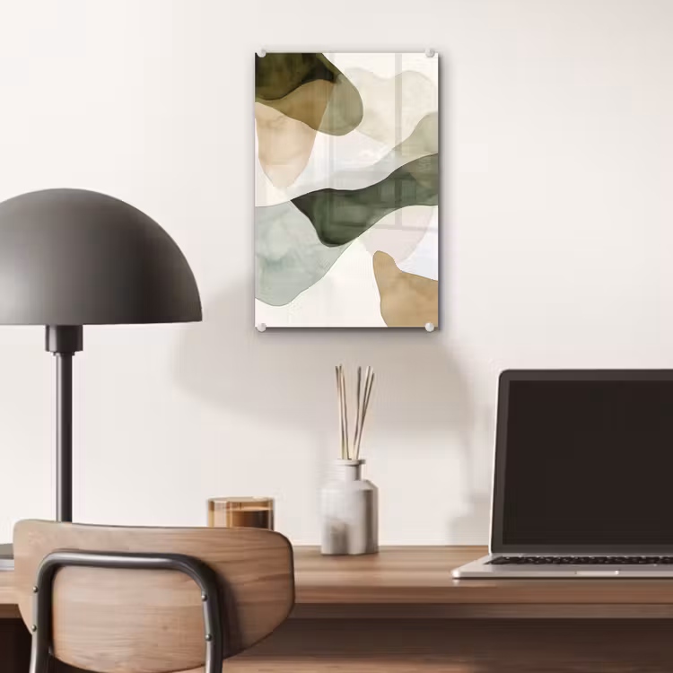 Glas schilderij - Japandi - Abstract - Groen — 7
