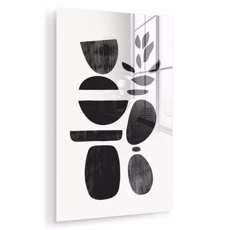 Glas schilderij - Japandi - Zwart - Abstract — 1