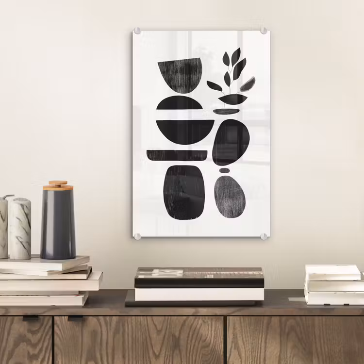 Glas schilderij - Japandi - Zwart - Abstract — 2