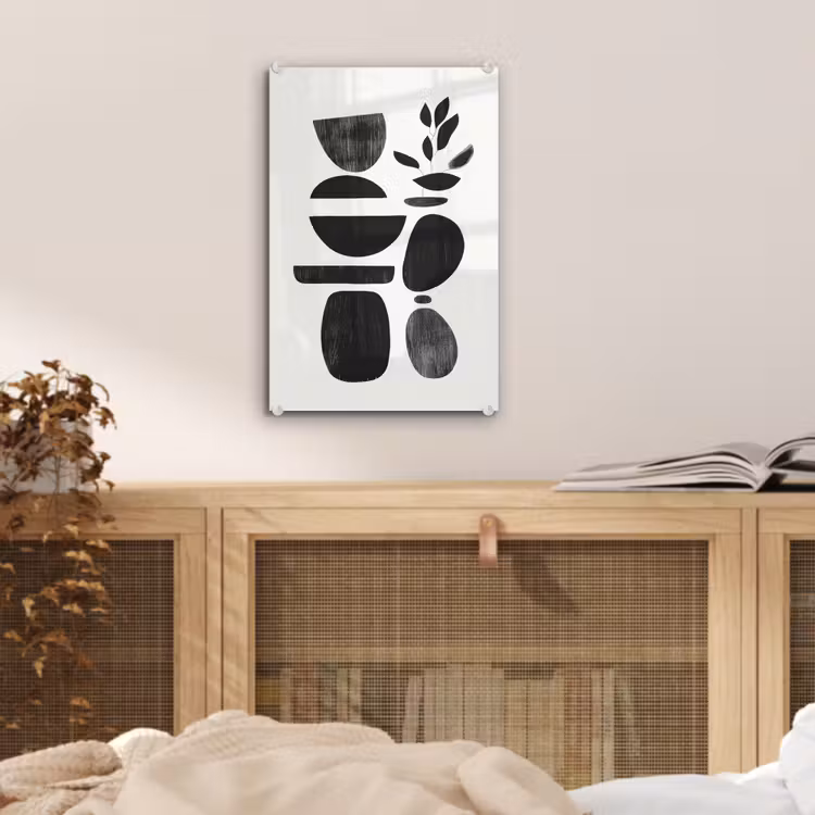 Glas schilderij - Japandi - Zwart - Abstract — 5