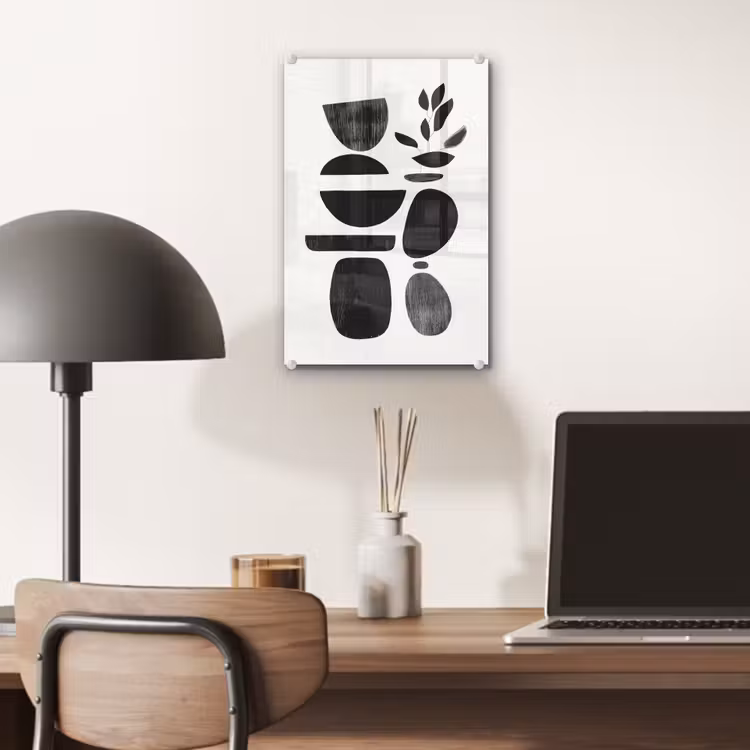 Glas schilderij - Japandi - Zwart - Abstract — 7