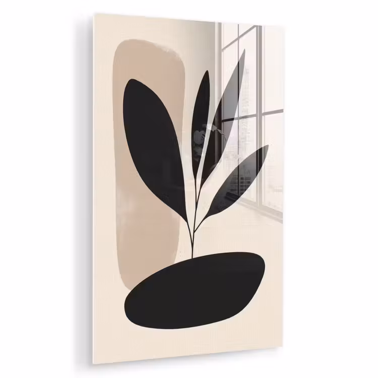 Glas schilderij - Plant - Beige - Japandi — 1