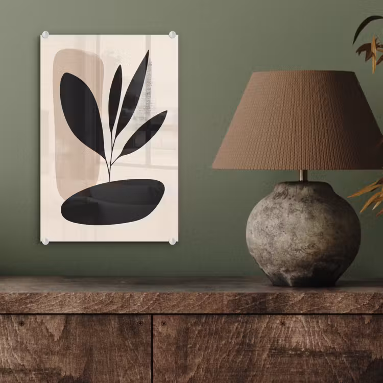Glas schilderij - Plant - Beige - Japandi — 4