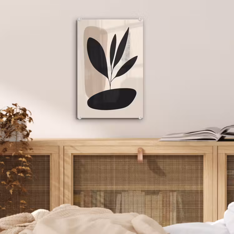 Glas schilderij - Plant - Beige - Japandi — 5