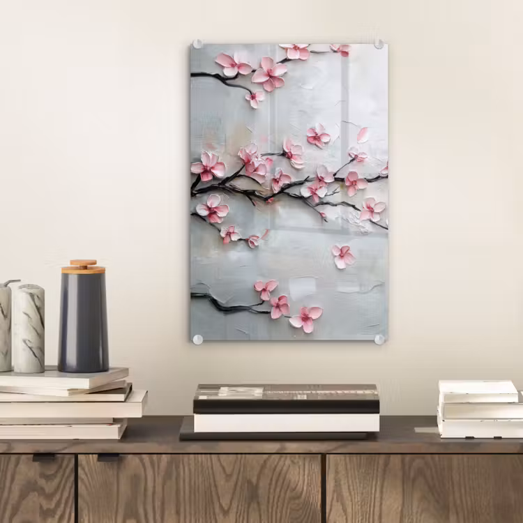 Glas schilderij - Bloesem - Kunstzinnig - Roze - Sakura — 2