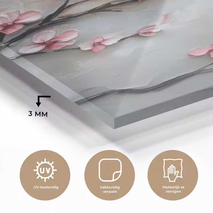 Glas schilderij - Bloesem - Kunstzinnig - Roze - Sakura — 3