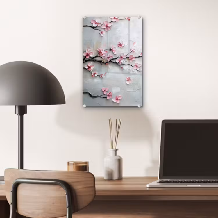 Glas schilderij - Bloesem - Kunstzinnig - Roze - Sakura — 7
