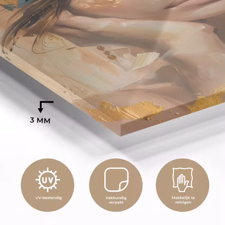 Glas schilderij - Vrouwen - Portret - Luxe - Goud — 3