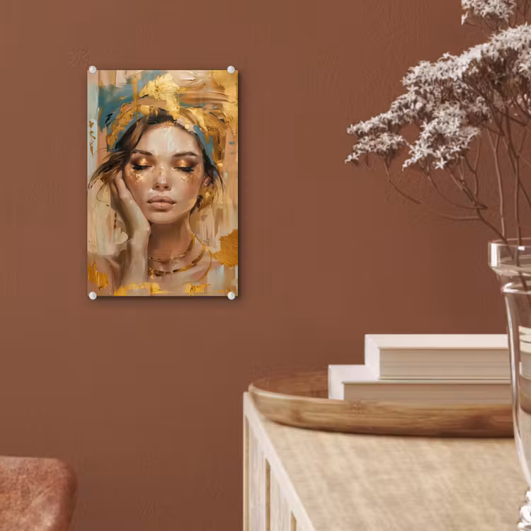 Glas schilderij - Vrouwen - Portret - Luxe - Goud — 6