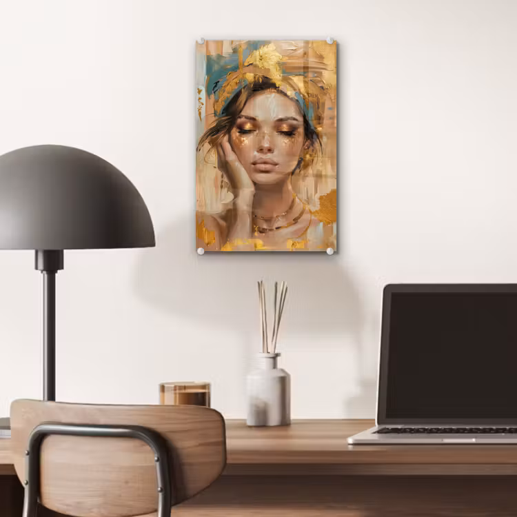 Glas schilderij - Vrouwen - Portret - Luxe - Goud — 7
