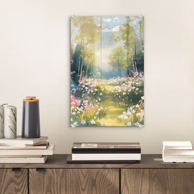 Glas schilderij - Bos - Schilderstijl - Kleurrijk — 2